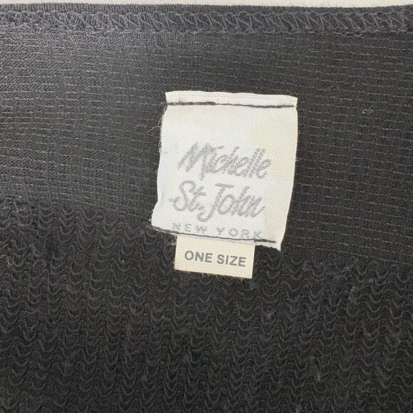 Michelle St John Open Front Cardigan Sweater Knit Size S-XL One Size Black USA - Picture 4 of 11